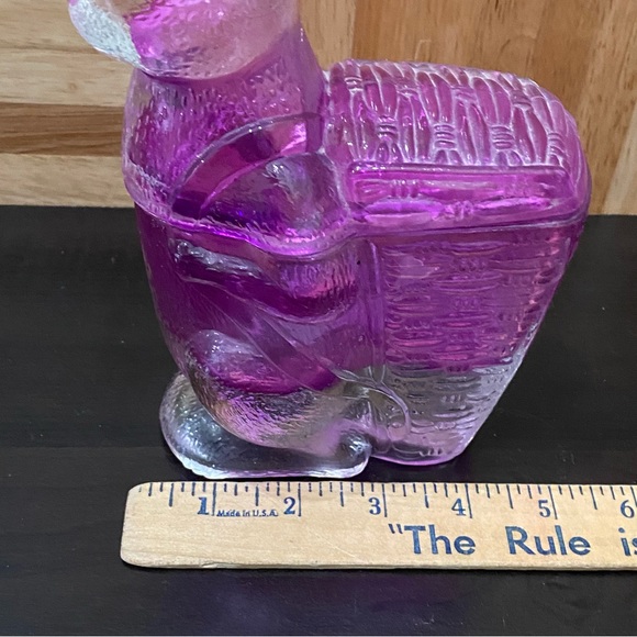 Vintage Zabkowice Glass Magenta Pink Bunny Rabbit Candy Dish - Picture 13 of 16